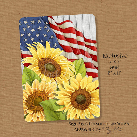 Joy Hall Exclusive Sign * Patriotic Sunflowers * 2 Sizes * Lightweight Metal