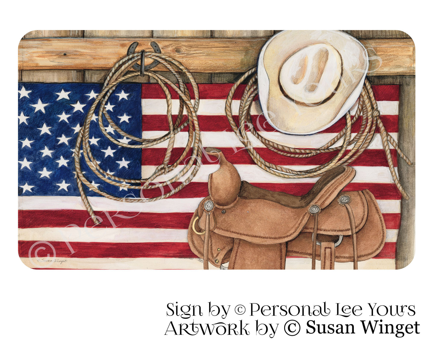 Susan Winget Exclusive Sign * Patriotic Stable * Horizontal * 3 Sizes * Lightweight Metal