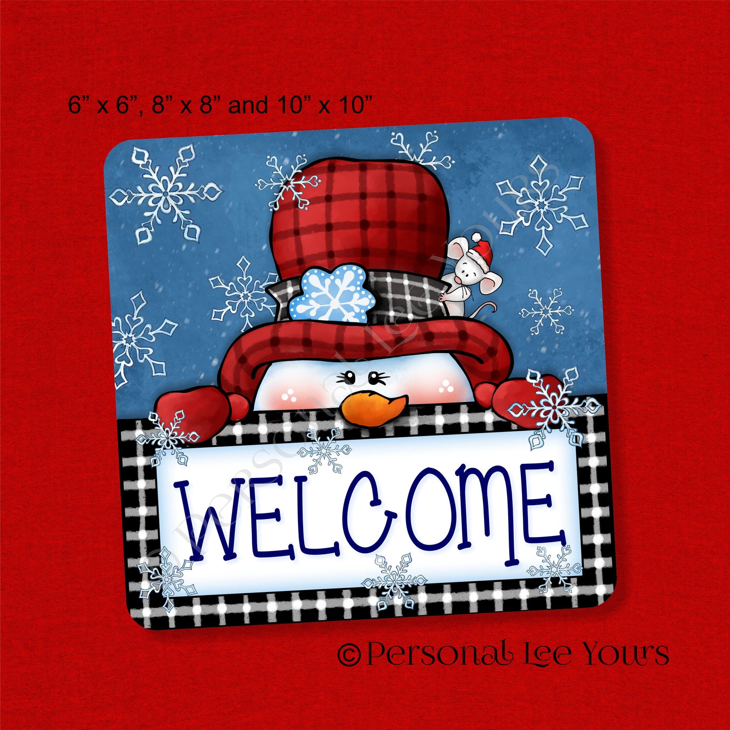 Winter Wreath Sign * Peeking Snowman Welcome * 3 Sizes * Lightweight Metal