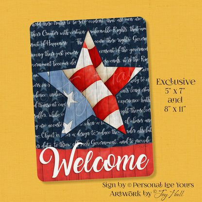 Joy Hall Exclusive Sign * Patriotic Star Welcome * 2 Sizes * Lightweight Metal