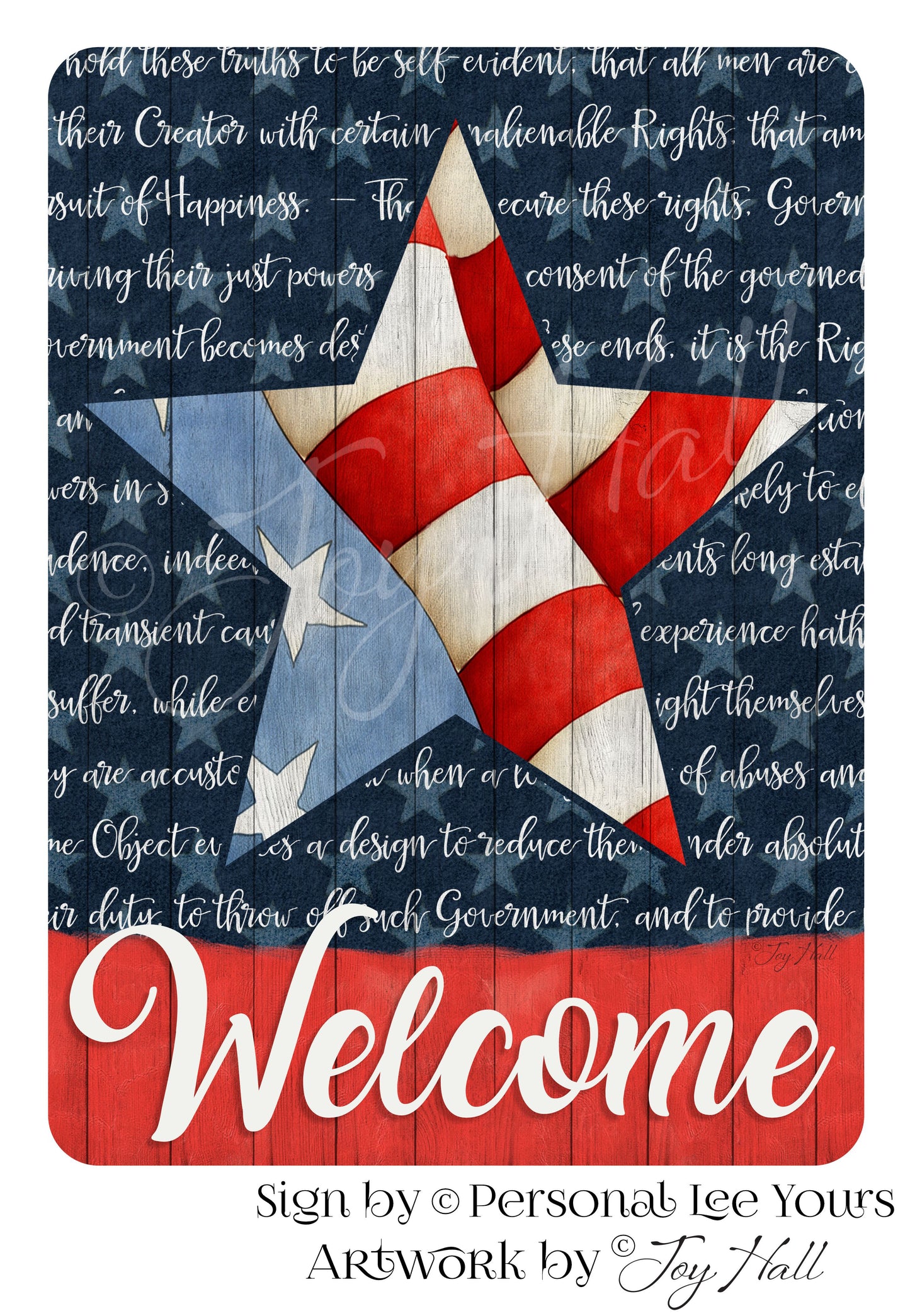 Joy Hall Exclusive Sign * Patriotic Star Welcome * 2 Sizes * Lightweight Metal