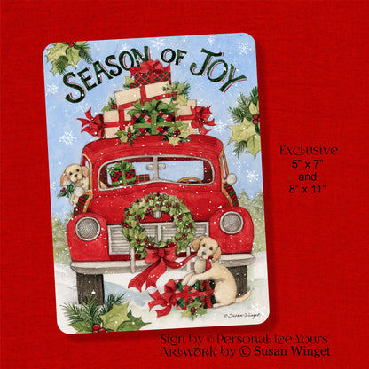 Susan Winget Exclusive Sign * Puppy Truck * Season Of Joy * 2 Sizes * Lightweight Metal