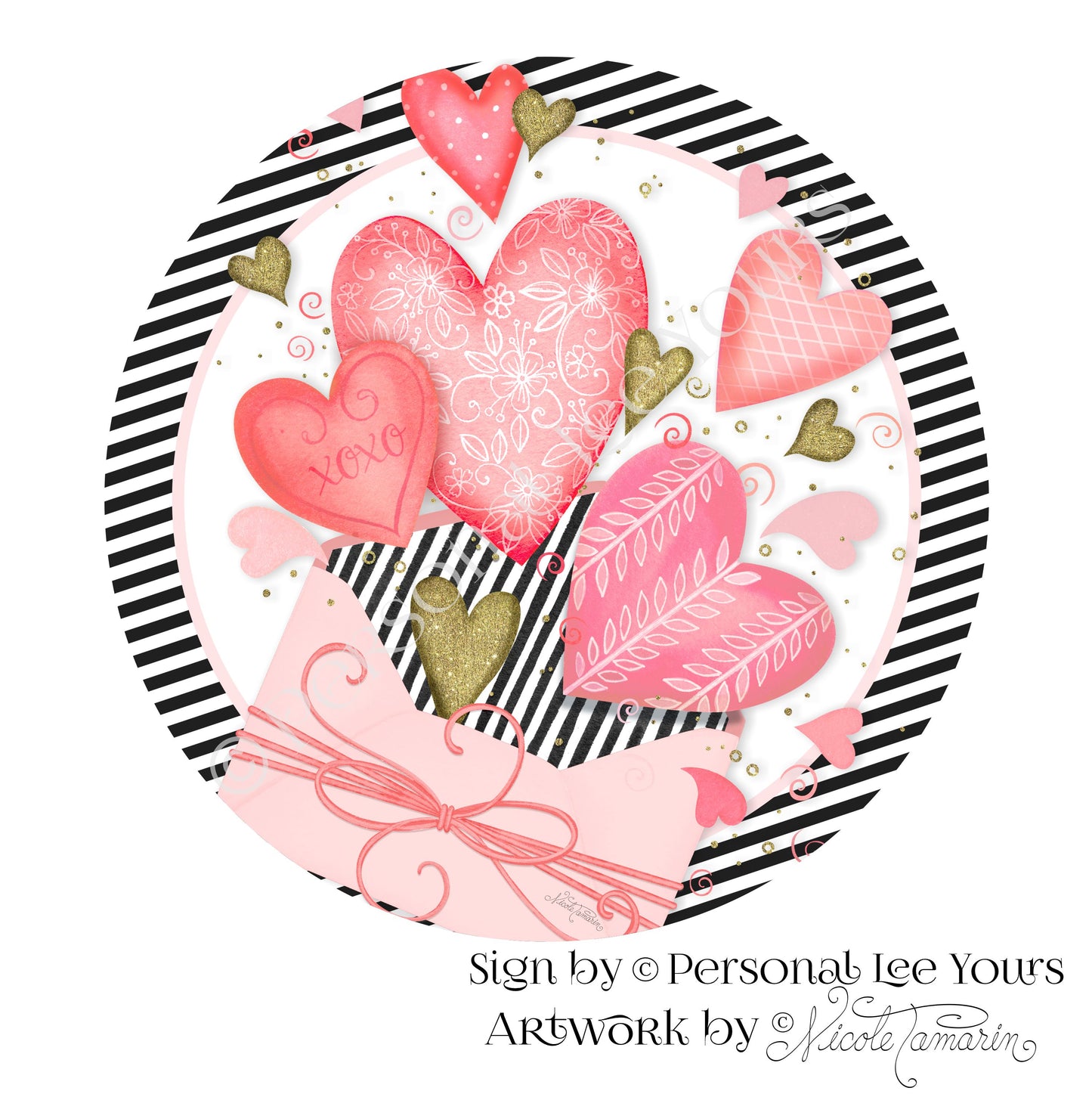 Nicole Tamarin Exclusive Sign * Happy Valentine's Day * Envelope Full Of Love * Round * Lightweight Metal