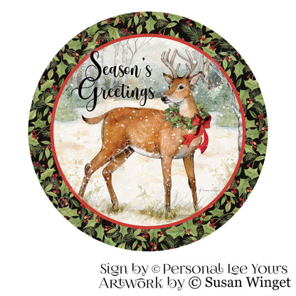 Susan Winget Exclusive Sign * Christmas Buck * Round * Lightweight Metal