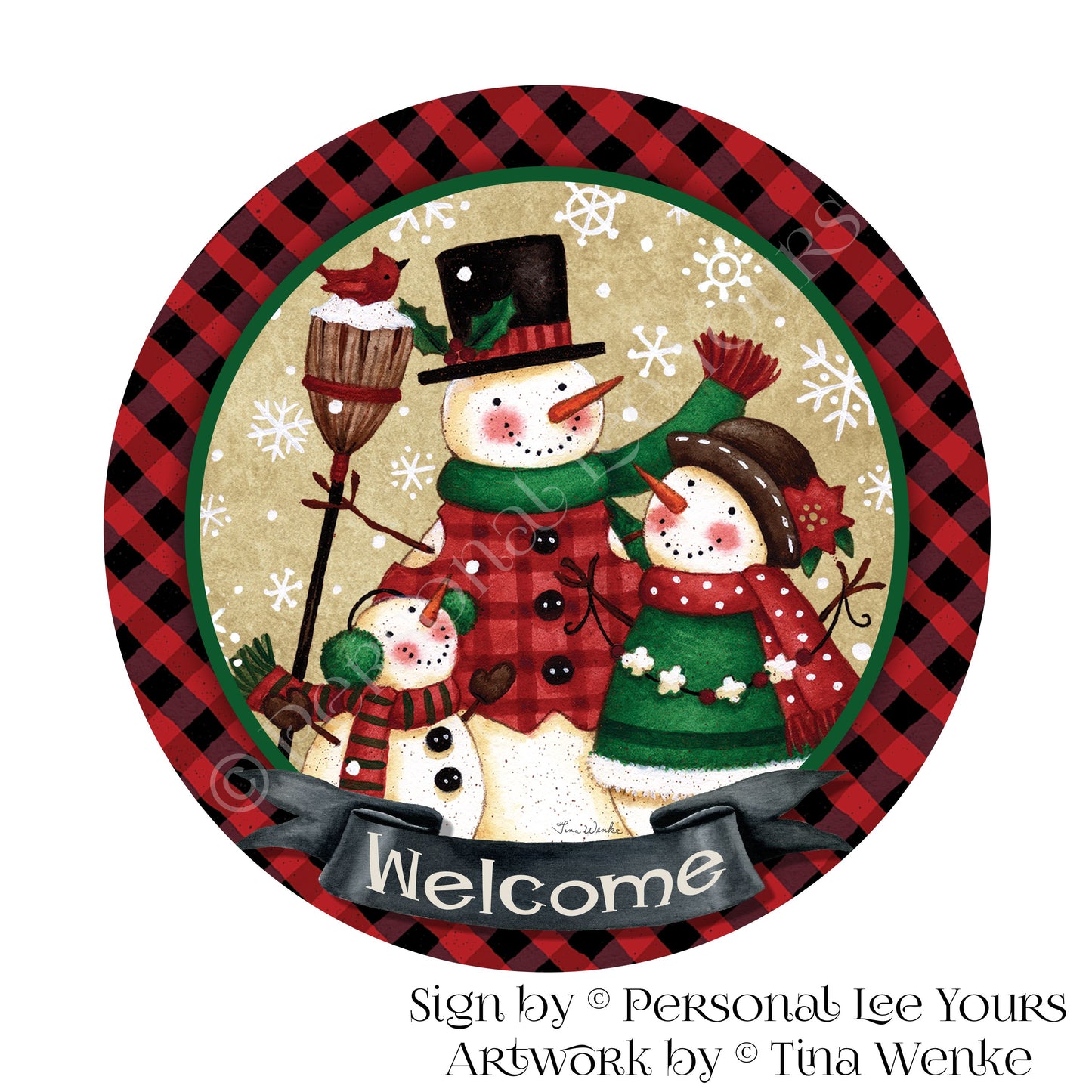 Tina Wenke Exclusive Sign * Snow Family * Welcome * Round * Lightweight Metal