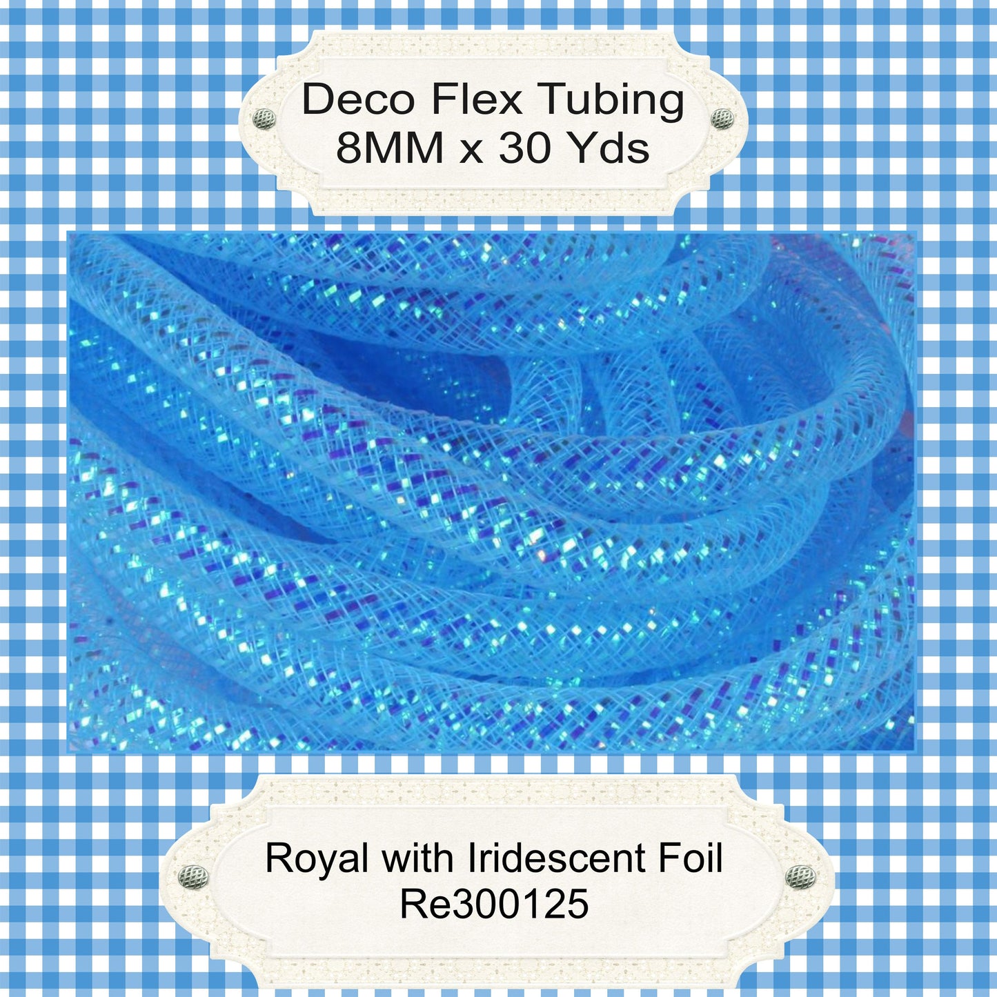 Deco Flex Tubing * Royal Blue with Iridescent Foil  * 8mm x 30 yards * Wreath Supplies * RE300125