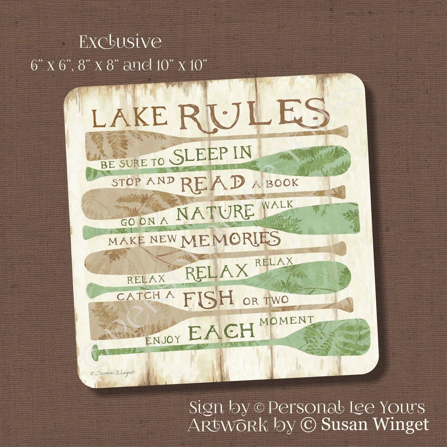 Susan Winget Exclusive Sign * Lake Rules * 3 Sizes * Lightweight Metal