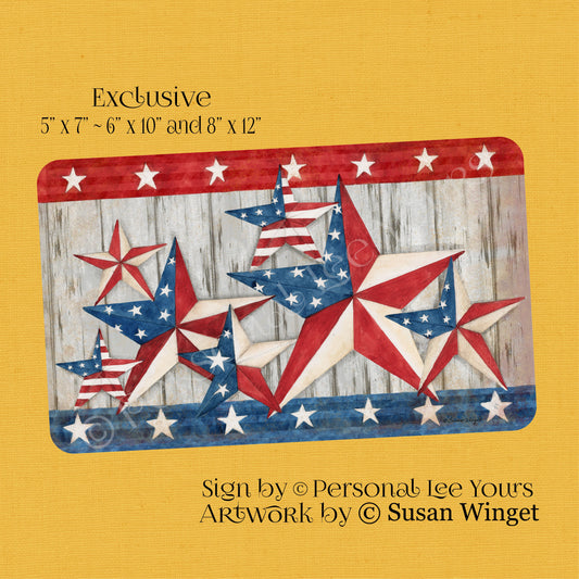 Susan Winget Exclusive Sign * Red, White and Blue Stars * 3 Sizes * Lightweight Metal