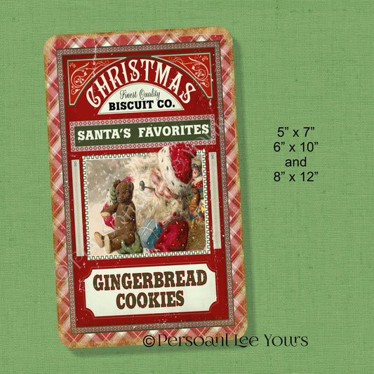 Christmas Wreath Sign * Vintage Santa's Favorite * Gingerbread Cookies * 3 Sizes * Lightweight Metal