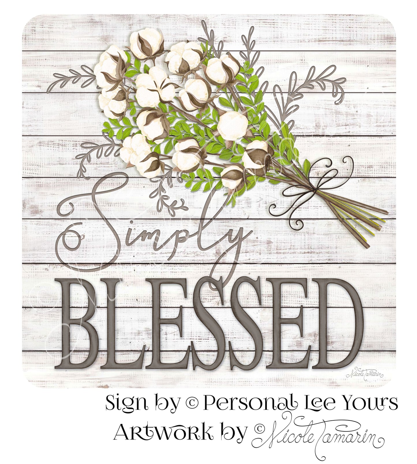 Nicole Tamarin Exclusive Sign * Simply Blessed * Farmhouse * 3 Sizes * Lightweight Metal