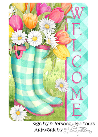 Nicole Tamarin Exclusive Sign * Spring Boots Welcome * 3 Sizes * Lightweight Metal