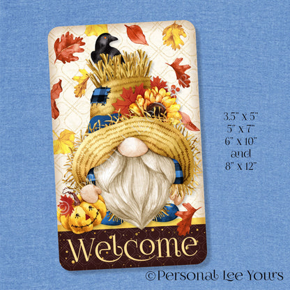 Fall Wreath Sign * Scarecrow Gnome Welcome * 4 Sizes * Lightweight Metal