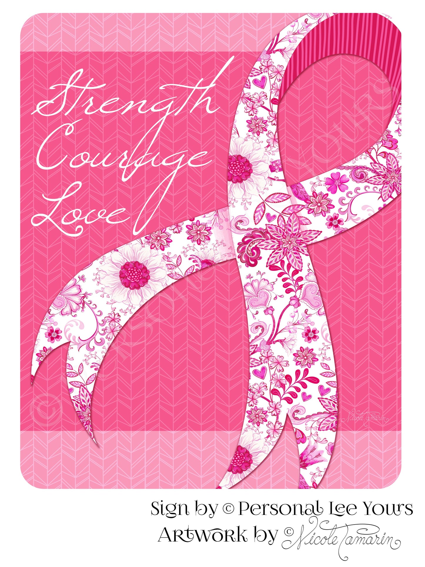 Nicole Tamarin Exclusive Sign * Strength Courage Love * 2 Sizes * Lightweight Metal