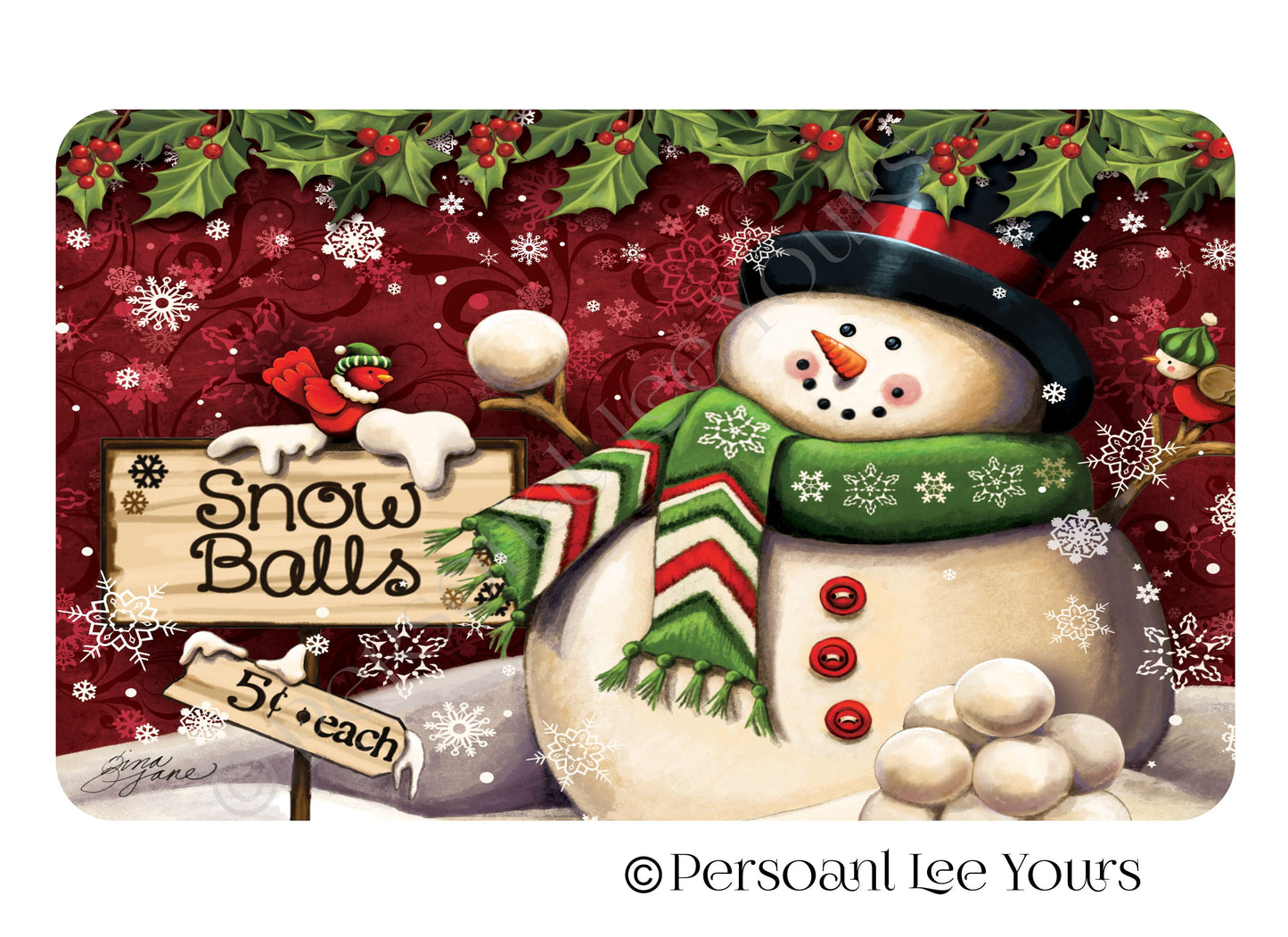 Snowman Wreath Sign * Snowballs For Sale * 3 Sizes * Lightweight Metal