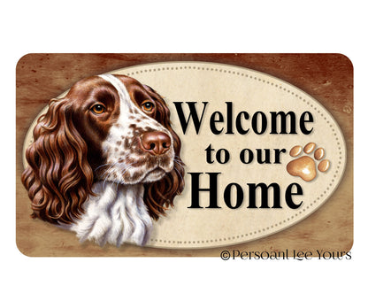 Dog Wreath Sign * Welcome * Springer Spaniel * 3 Sizes * Lightweight Metal