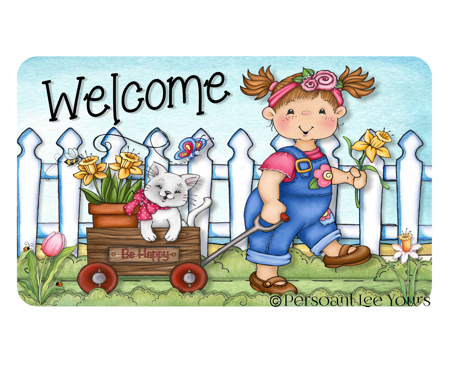 Wreath Sign * Springtime Welcome * 3 sizes * Lightweight Metal