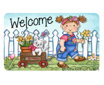 Wreath Sign * Springtime Welcome * 3 sizes * Lightweight Metal