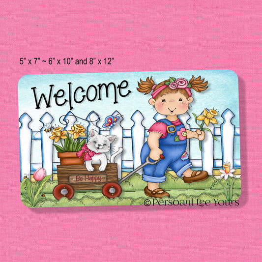 Wreath Sign * Springtime Welcome * 3 sizes * Lightweight Metal
