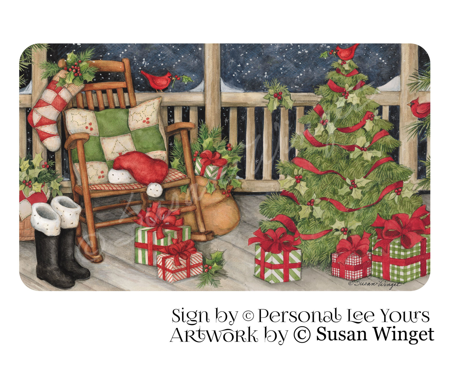 Susan Winget Exclusive Sign * Santa's Rocking Chair * 3 Sizes * Lightweight Metal