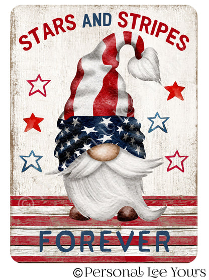 Gnome Wreath Sign *  Stars and Stripes Forever * 4Sizes * Lightweight Metal