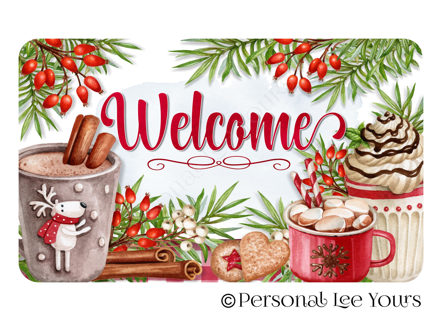 Wreath Sign * Sweet Winter Welcome * 3 Sizes * Lightweight Metal