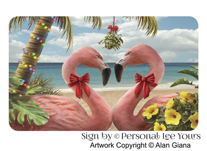 Alan Giana Exclusive Sign * Tropical Christmas Kiss * Flamingos * 3 Sizes * Lightweight Metal