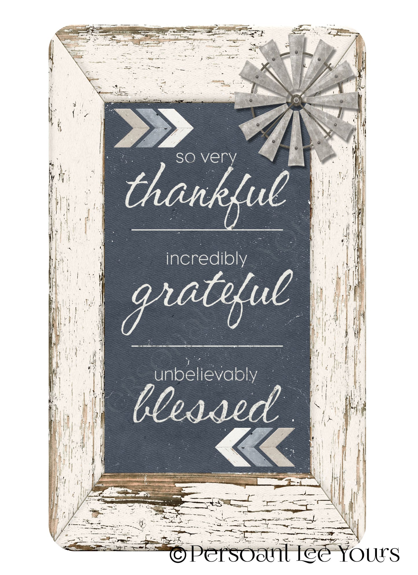 Farmhouse Wreath Signs * Thankful Grateful Blessed * 3 Sizes * Lightweight Metal