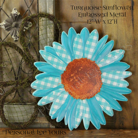Wreath Accent * Turquoise Sunflower * Embossed Metal * 12" W  x  12" H  * Lightweight * MD078437