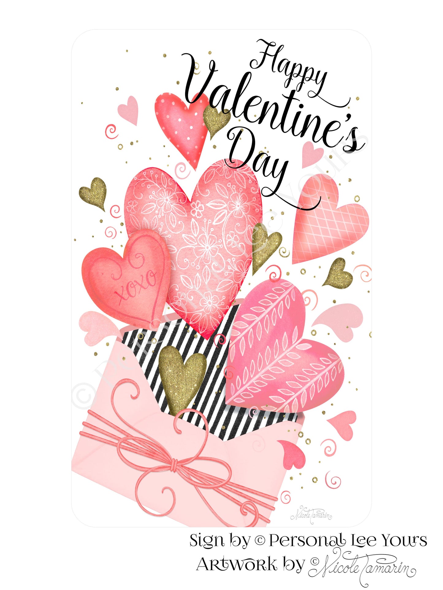 Nicole Tamarin Exclusive Sign * Happy Valentine's Day * Envelope Full Of Love * 3 Sizes * Lightweight Metal