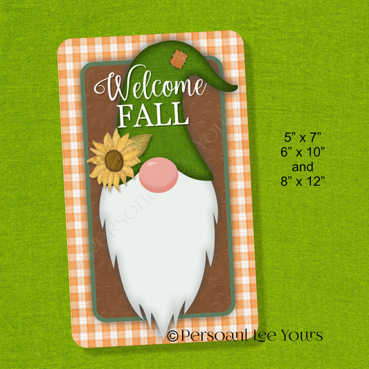 Autumn Wreath Sign * Welcome Fall * Gnome Head * 3 Sizes * Lightweight Metal