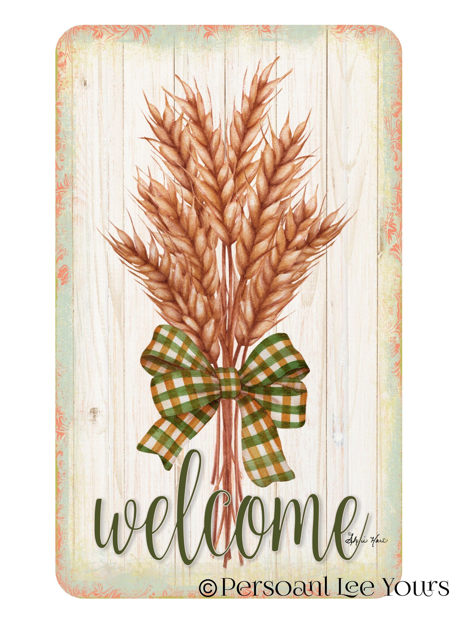 Autumn Wreath Sign * Wheat Welcome * 3 Sizes * Lightweight Metal