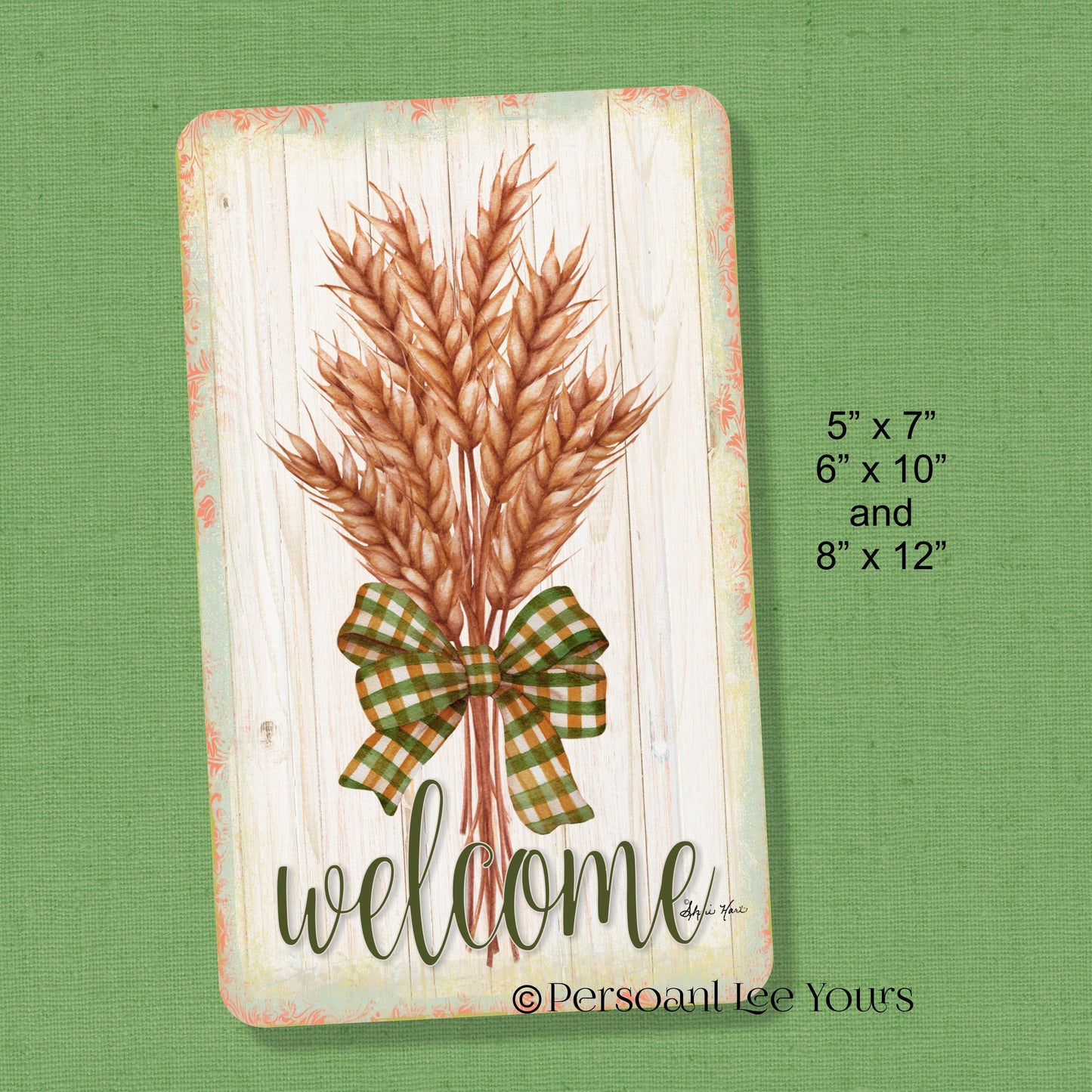 Autumn Wreath Sign * Wheat Welcome * 3 Sizes * Lightweight Metal