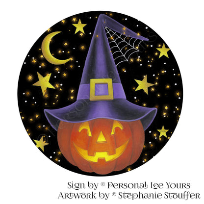 Stephanie Stouffer Exclusive Sign * Witch Pumpkin * Round * Lightweight Metal