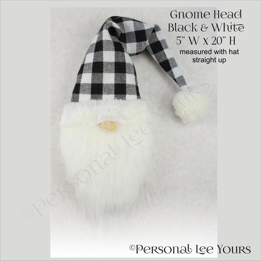 Wreath Accent * Gnome Head * White & Black Checked Hat * 5" W  x 20" H * Lightweight * XN420736